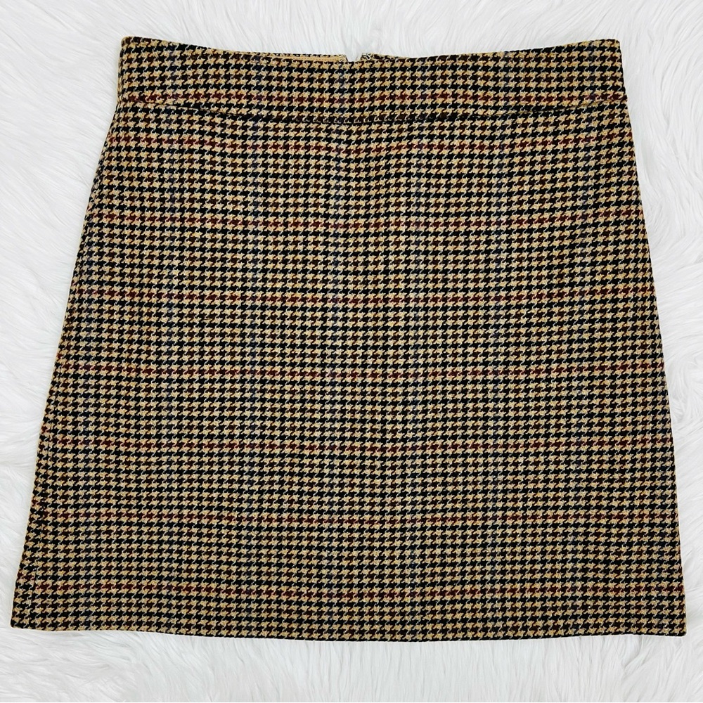 J.Crew Houndstooth Wool-Blend A-Line Mini Skirt Sz 10